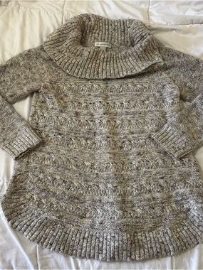 Christopher & Banks Marled Taupe Cowl Neck Sweater